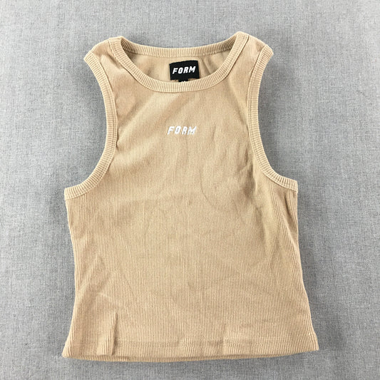 Form Womens Tank Top Size 10 Brown Logo Sleeveless Shirt