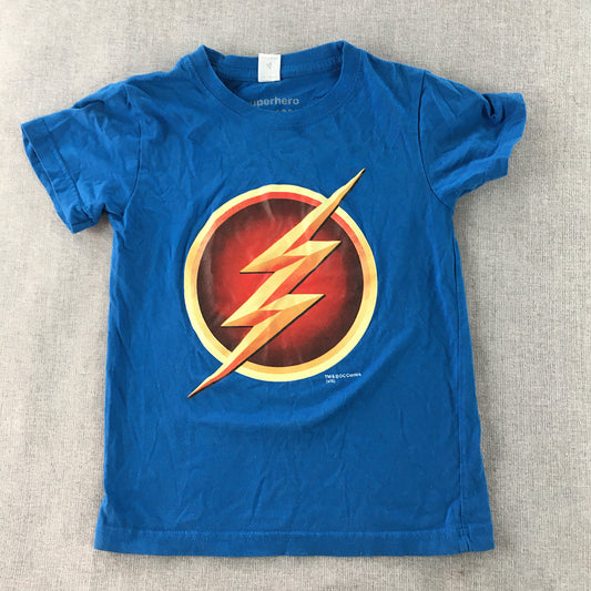 The Flash Kids Boys T-Shirt Size 4 Blue DC Comics Superhero Short Sleeve