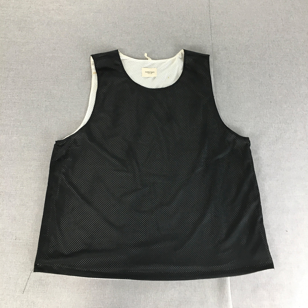 Fear Of God Essentials Mens Mesh Tank Top Size L Black Logo Sleeveless Shirt