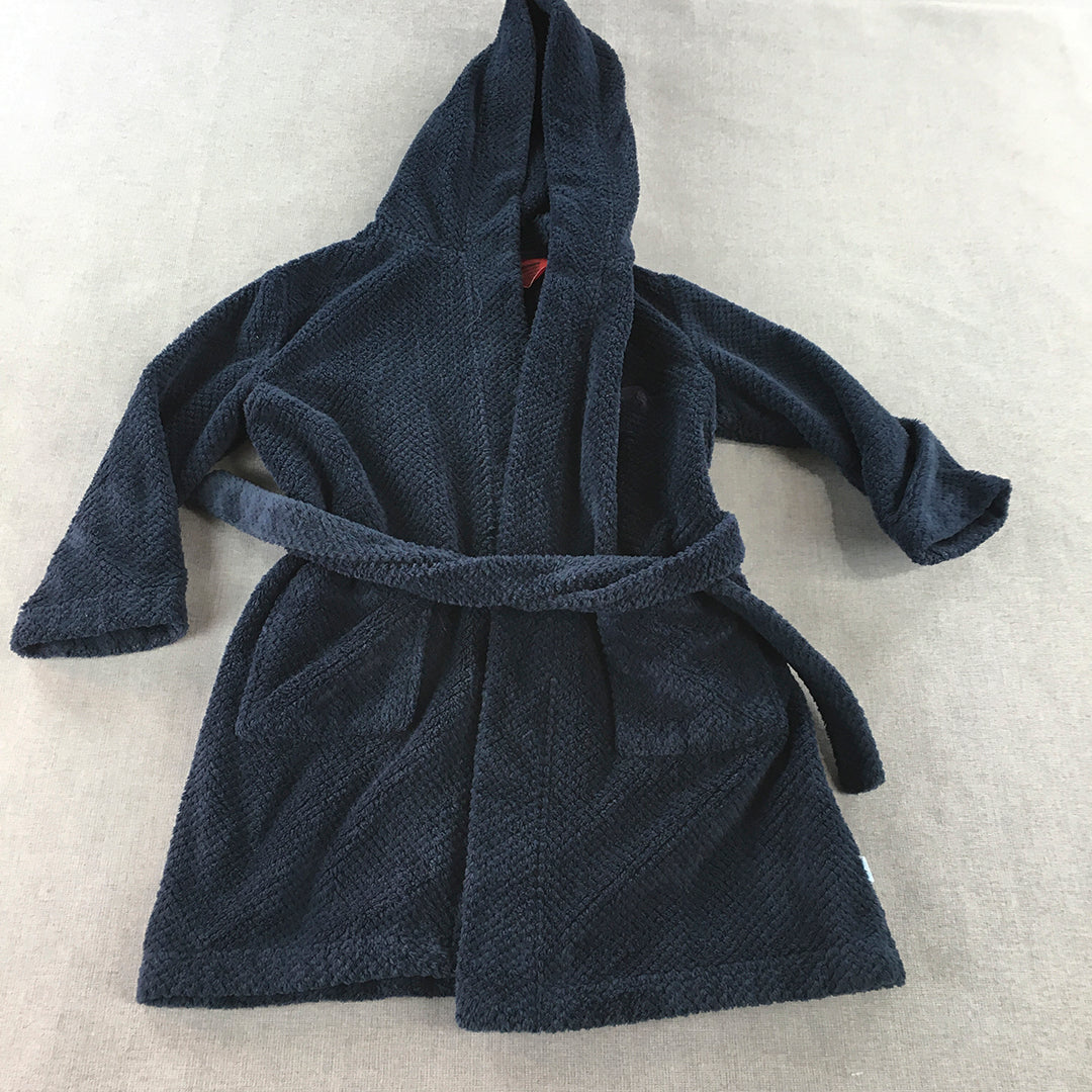 Peter Alexander Jnr Kids Boys Dressing Gown Size 4 Navy Blue Sleepwear Robe