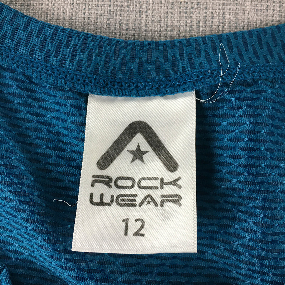 Rockwear Womens Tank Top Size 12 Blue Logo Sleeveless Shirt