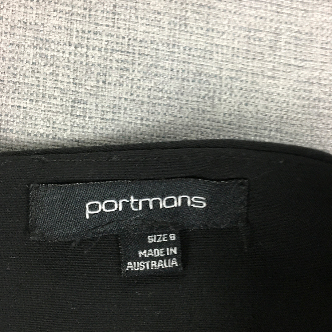 Portmans Womens Skirt Size 8 Black Straight Wrap Pleated