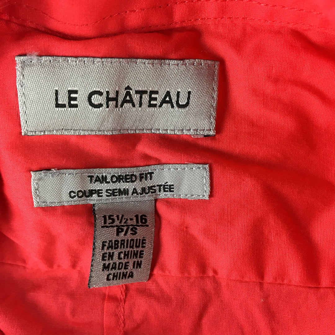 Le Chateau Mens Shirt Size S Red Long Sleeve Button-Up Collared