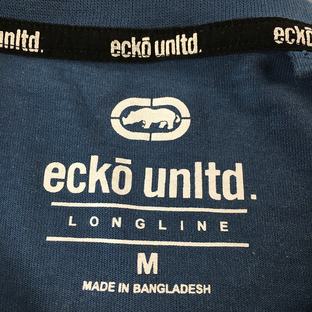 Ecko Unltd Mens Shirt Size M Longline Logo Crew Neck Pullover Long Sleeve