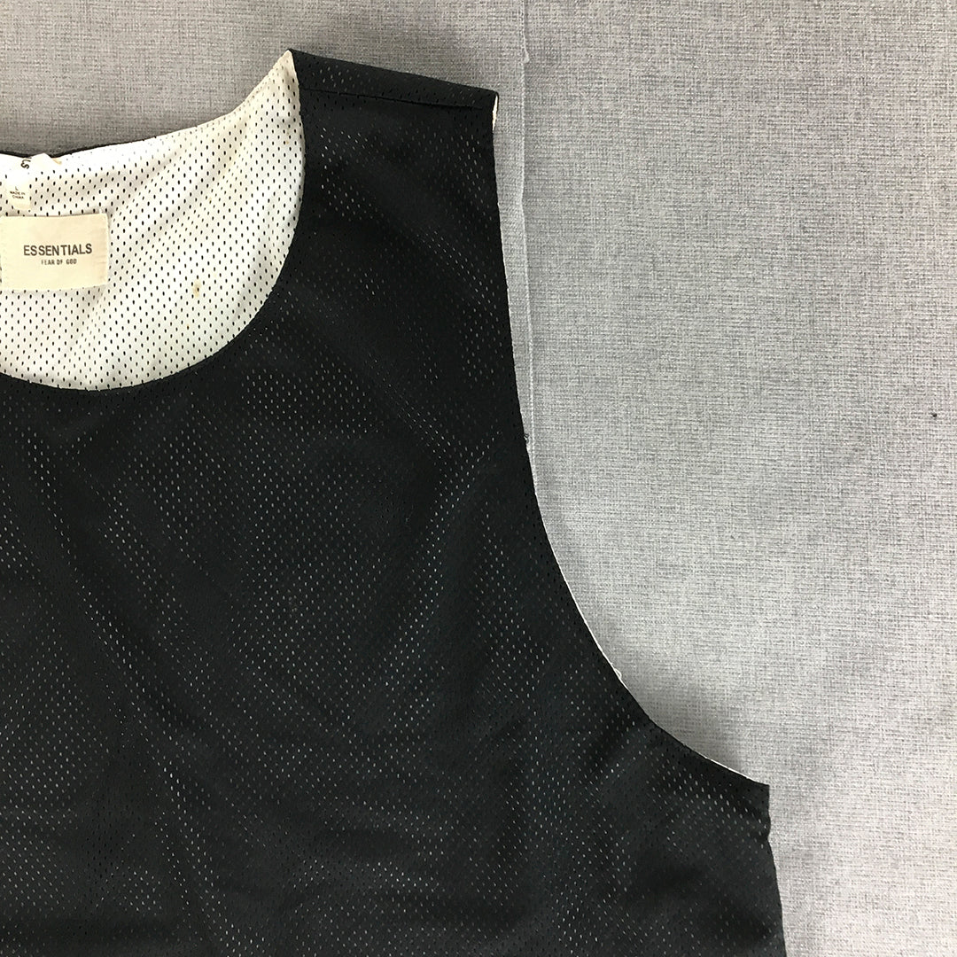 Fear Of God Essentials Mens Mesh Tank Top Size L Black Logo Sleeveless Shirt