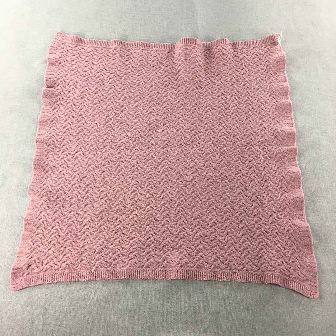 $169 RRP Uimi 100% Merino Wool Blanket Pink Cable Knit Bassinet Size 70 x 70