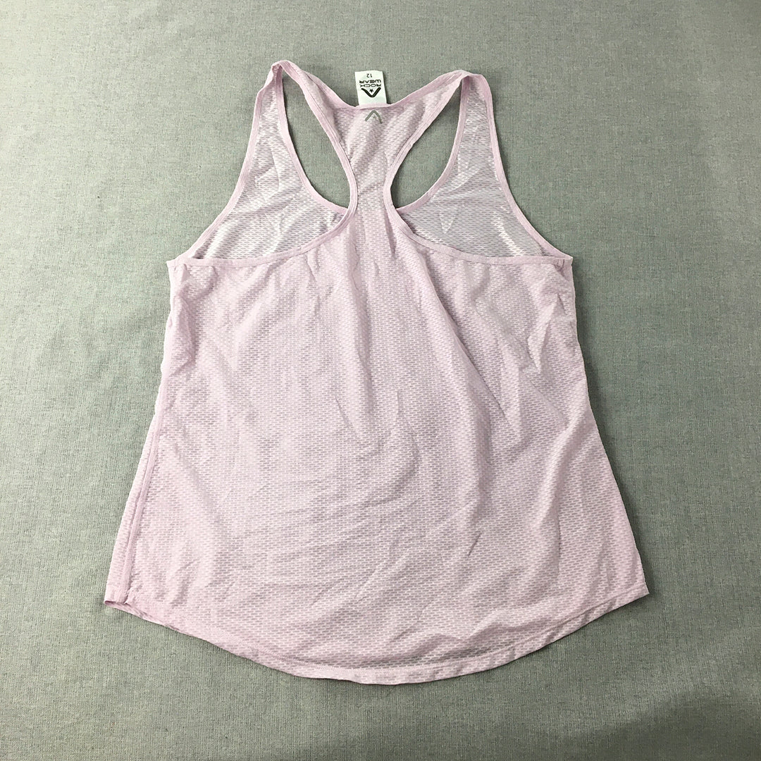 Rockwear Womens Tank Top Size 12 Pink Logo Sleeveless Activewear Shirt