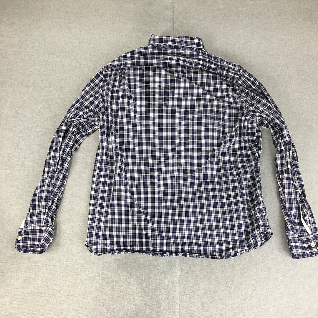 Country Road Mens Shirt Size XL Blue Checkered Button-Up Long Sleeve