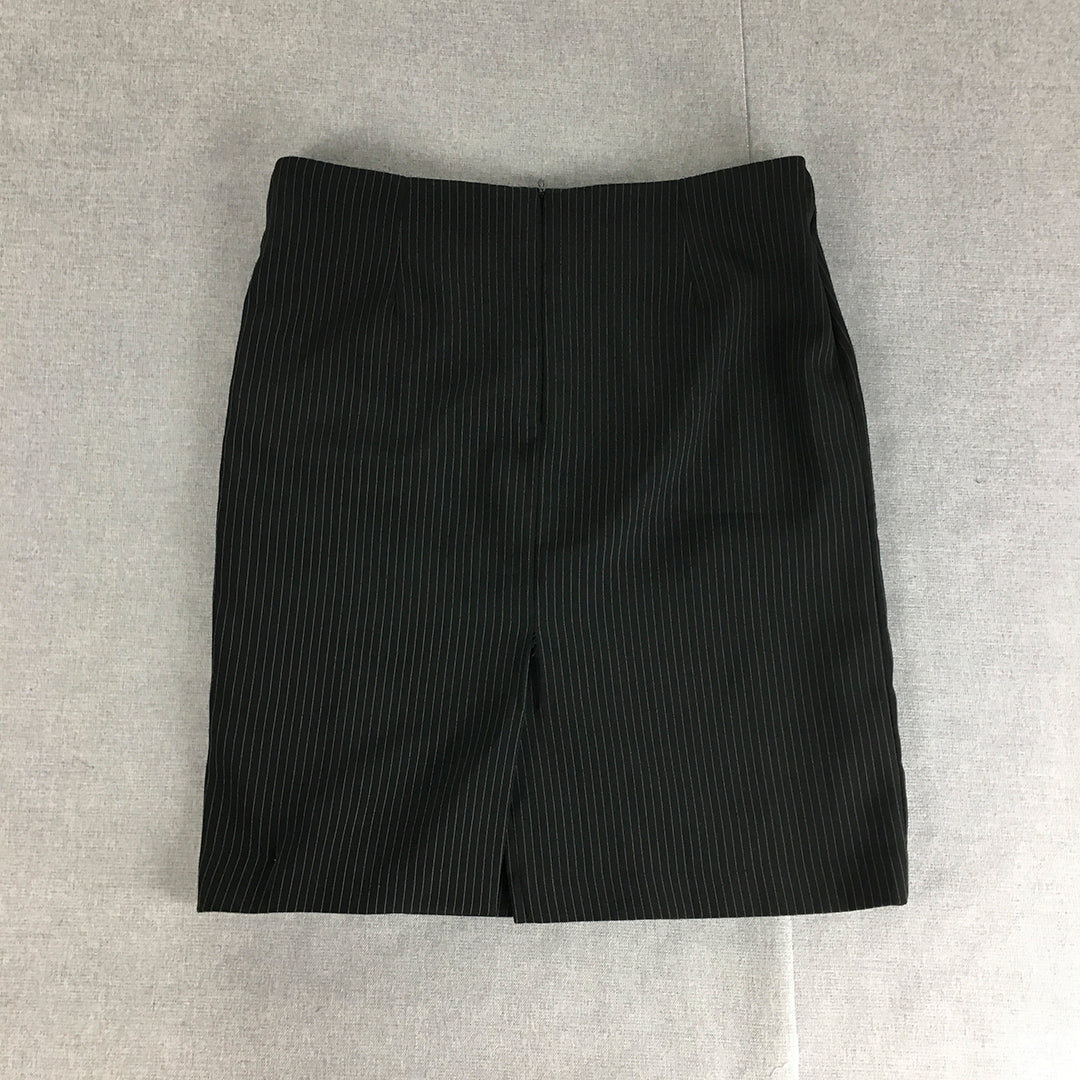 Dash Dash Womens Skirt Size 8 Black Striped Straight Back Zip Slit