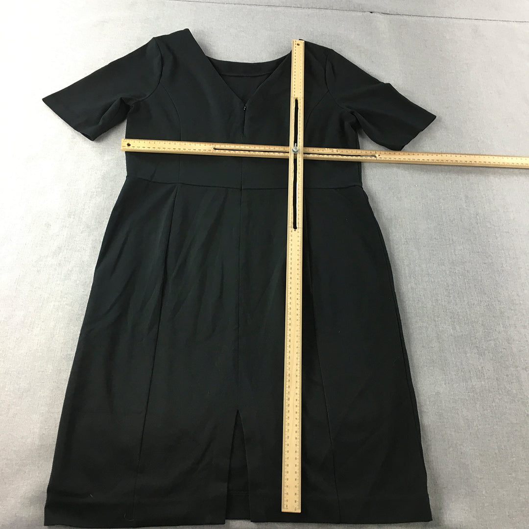 Ann Taylor Womens Shift Dress Size 14 Black Short Sleeve Mini