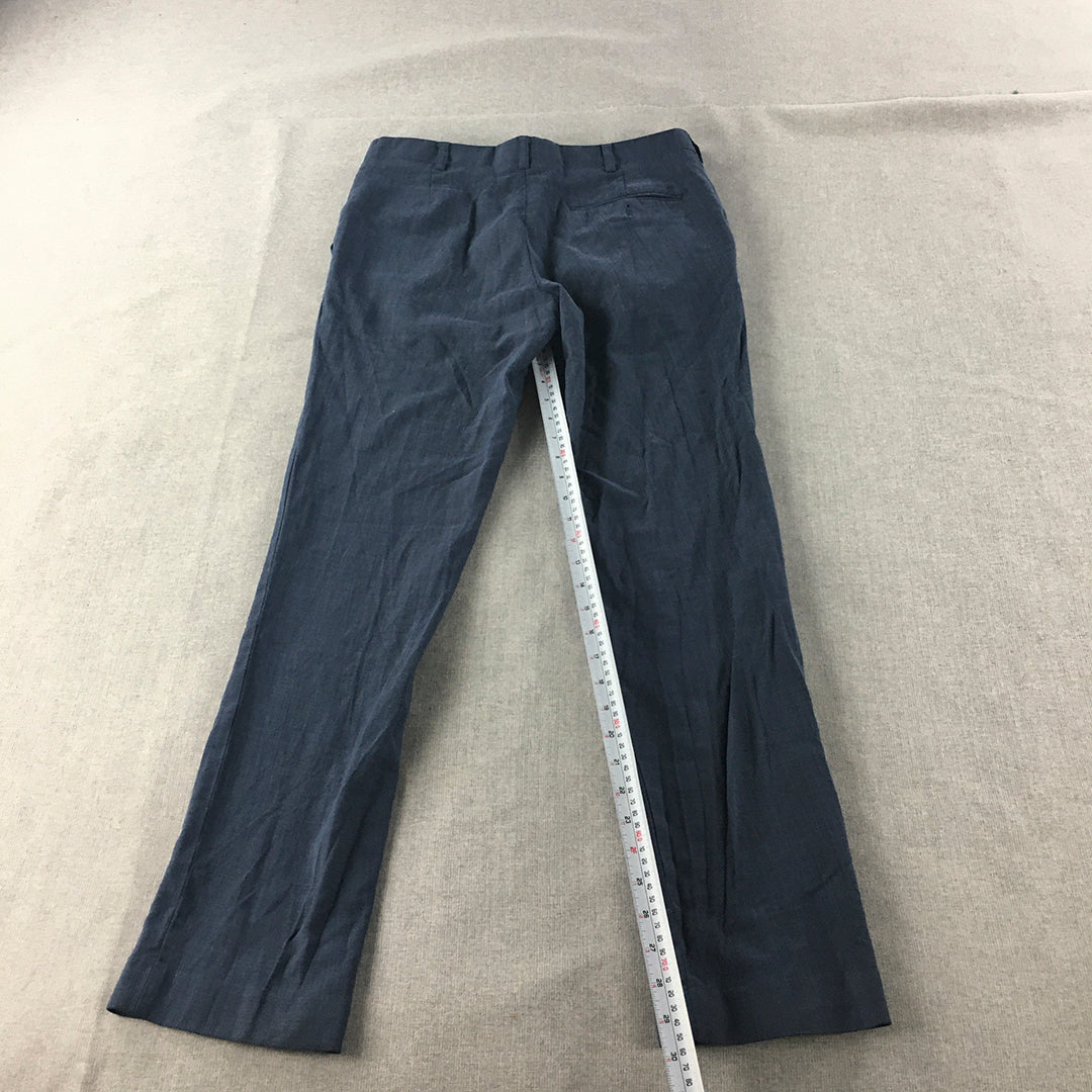 Brent Wilson Mens Dress Pants Size 30 (W30 x L30) Blue Slim Straight