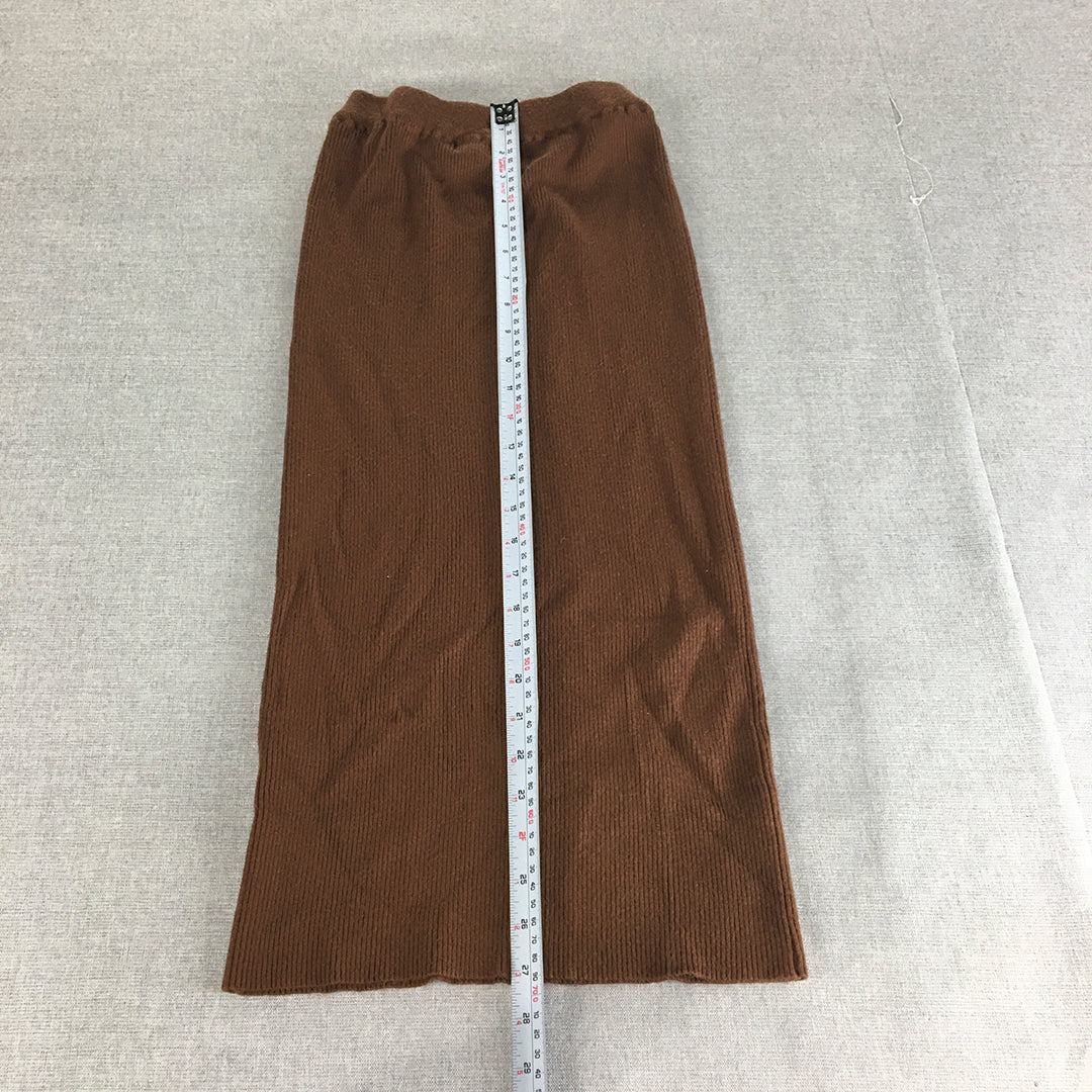 My Girl Womens A-Line Skirt Size 6 Brown Knit Elastic Waist