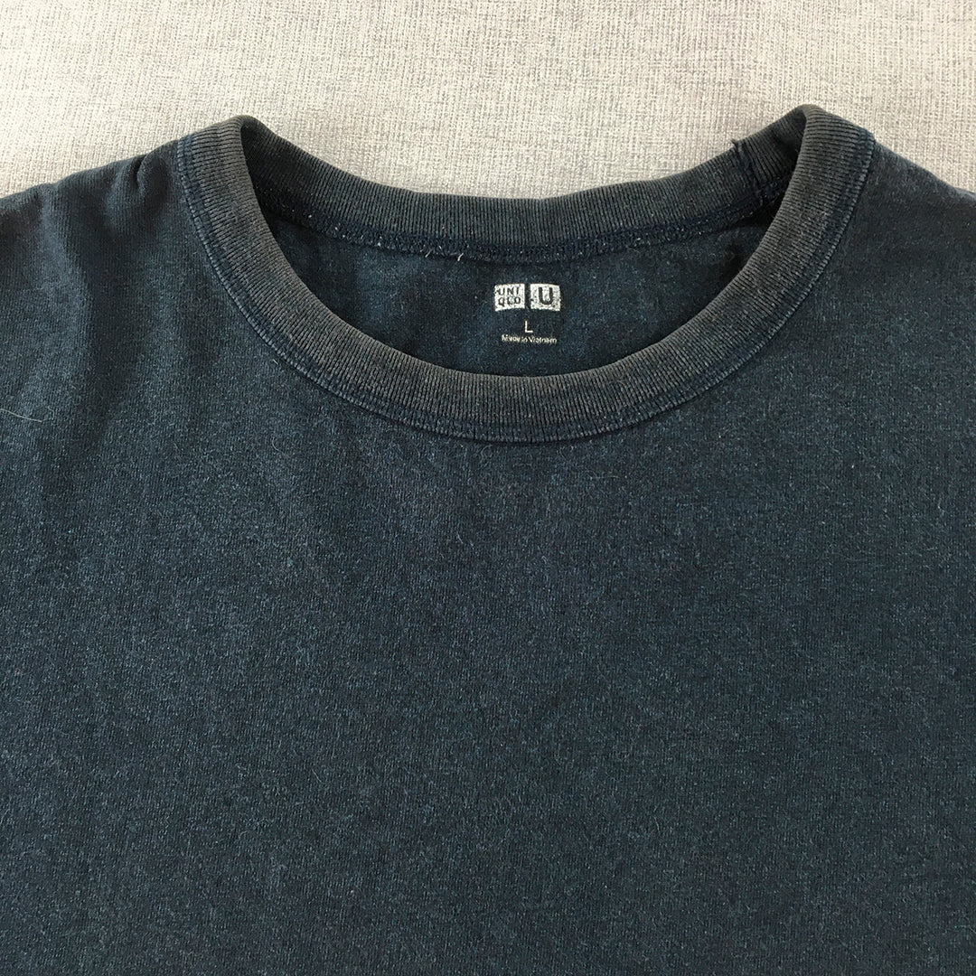 Uniqlo U Mens T-Shirt Size L Blue Crew Neck Short Sleeve Tee