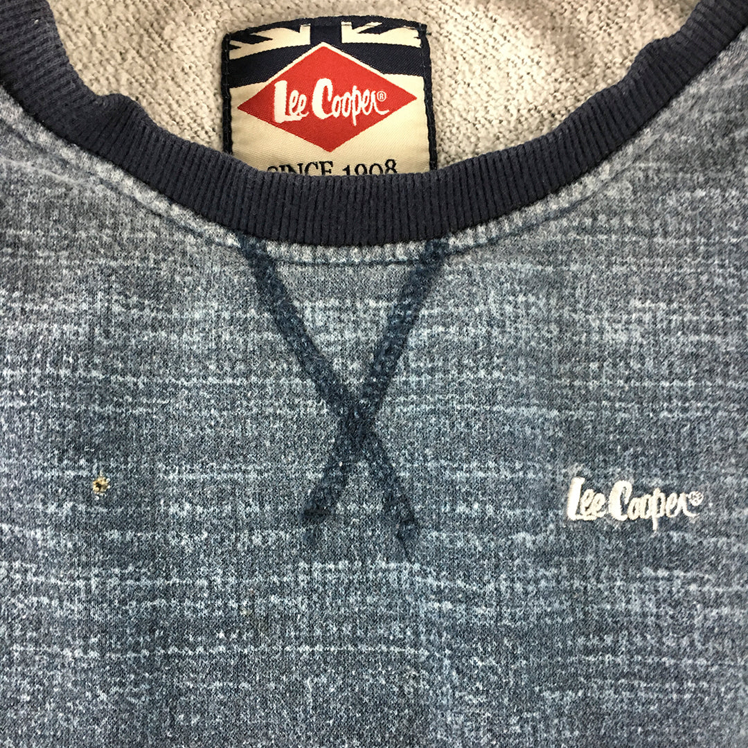 Lee Cooper Mens Sweater Size L Blue Crew Neck Logo Pullover Jumper