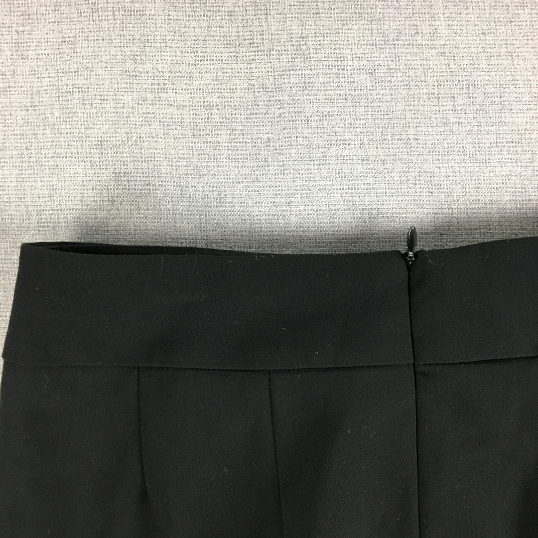 Portmans Womens Skirt Size 8 Black Straight Wrap Pleated