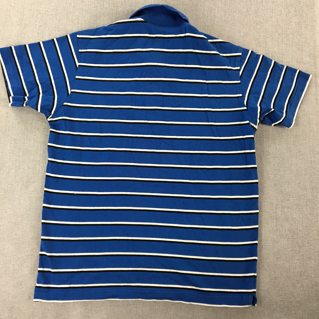 Uniqlo Mens Polo Shirt Size S Blue Striped Short Sleeve Collared Rugby