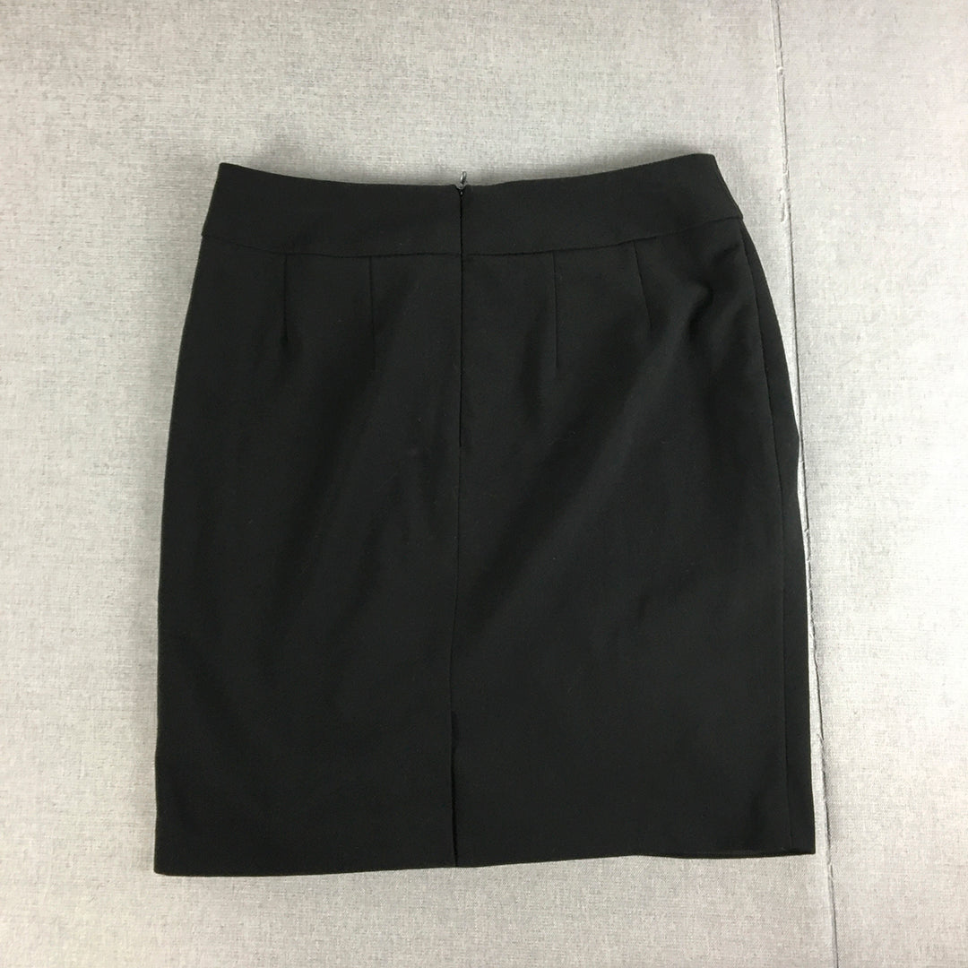 Portmans Womens Skirt Size 8 Black Straight Wrap Pleated