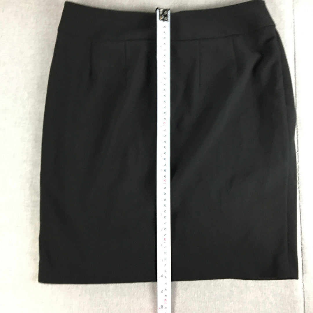 Portmans Womens Skirt Size 8 Black Straight Wrap Pleated