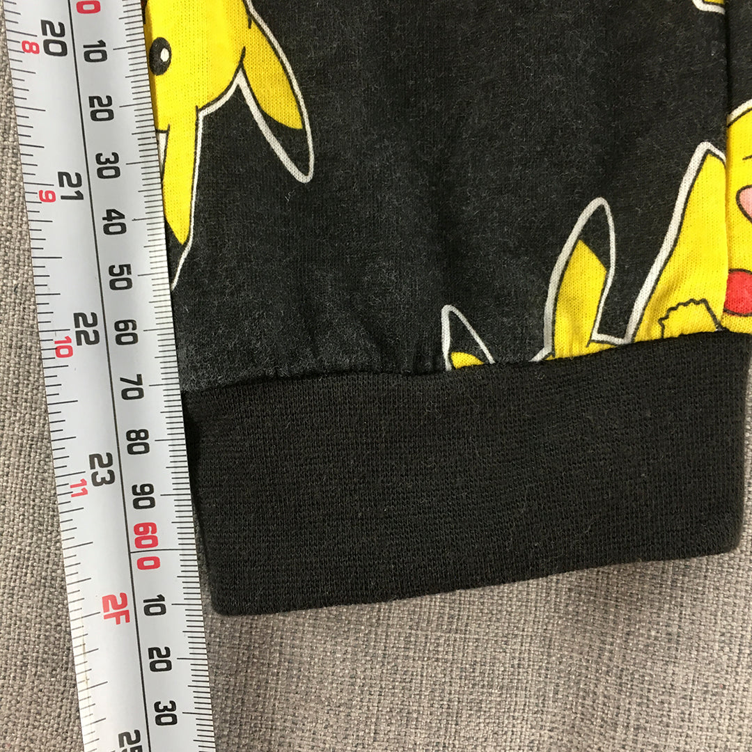 Pokemon Pikachu Kids Boys Jogger Pants Size 10 Black Yellow Elastic Waist Cuffs