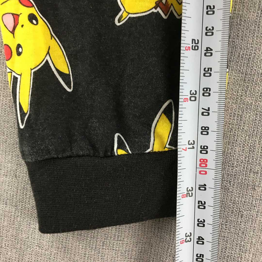 Pokemon Pikachu Kids Boys Jogger Pants Size 10 Black Yellow Elastic Waist Cuffs