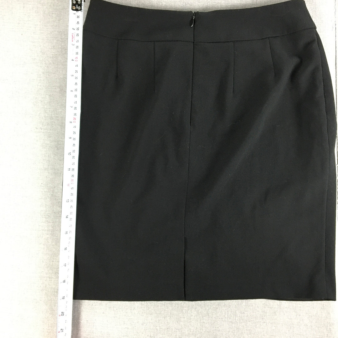 Portmans Womens Skirt Size 8 Black Straight Wrap Pleated