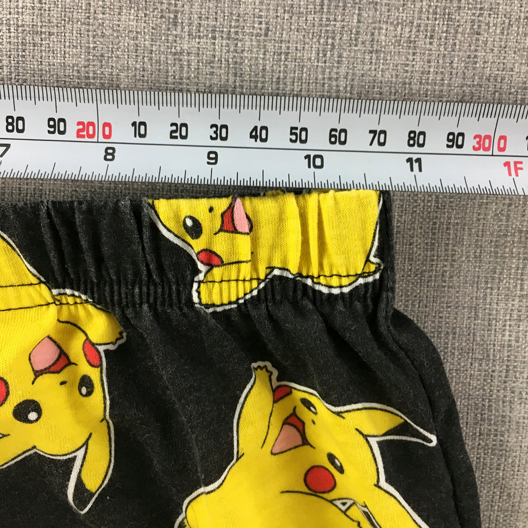 Pokemon Pikachu Kids Boys Jogger Pants Size 10 Black Yellow Elastic Waist Cuffs