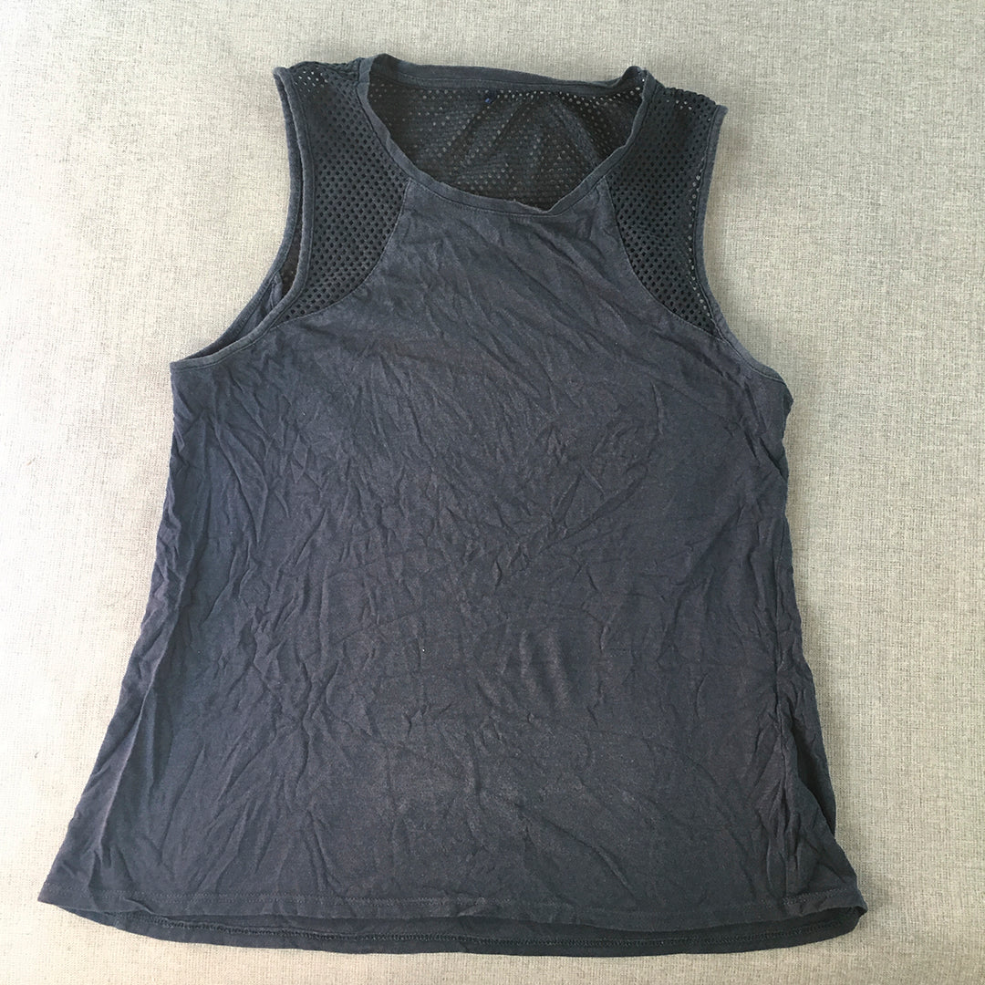 Rockwear Womens Tank Top Size 10 Navy Blue Logo Sleeveless Shirt Activewear