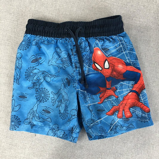 Marvel Spider-Man Kids Boys Board Shorts Size 3 Blue Drawstring