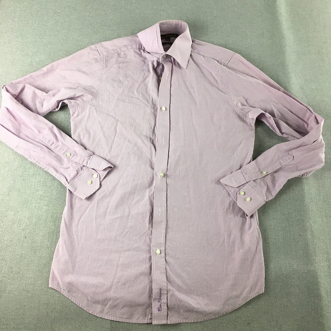 Ben Sherman Mens Shirt Size S Slim Fit Pink Long Sleeve Button-Up Collared