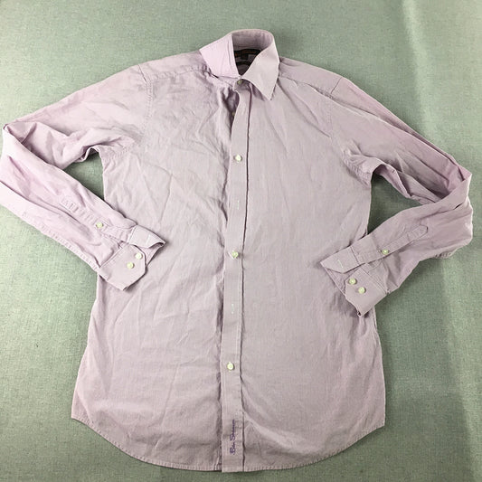 Ben Sherman Mens Shirt Size S Slim Fit Pink Long Sleeve Button-Up Collared