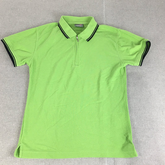 Easy Wolf Womens Polo Shirt Size 10 Green 1/4 Zip Collared Rugby