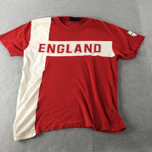 Vintage England UK Mens T-Shirt Size M Red White Football Flag Short Sleeve