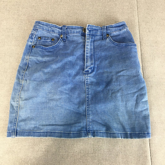 Wakee Denim Womens Mini Skirt Size 10 Blue Light Wash Stretch