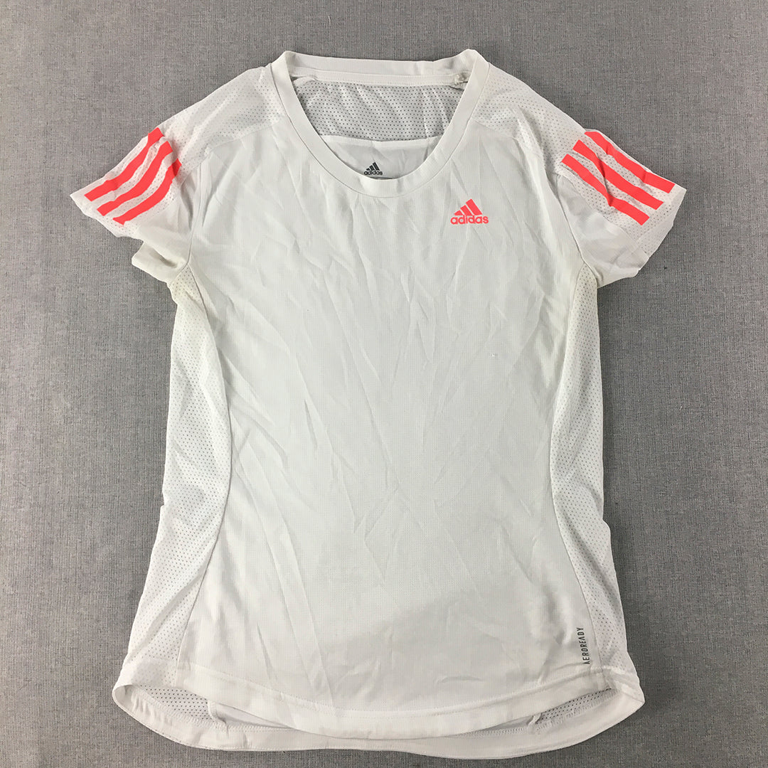 Adidas Womens T-Shirt Size XS White Aeroready Running Short Sleeve Top