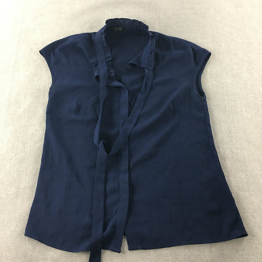 Forcast Womens Top Size 8 Navy Blue Button-Up Sleeveless Shirt