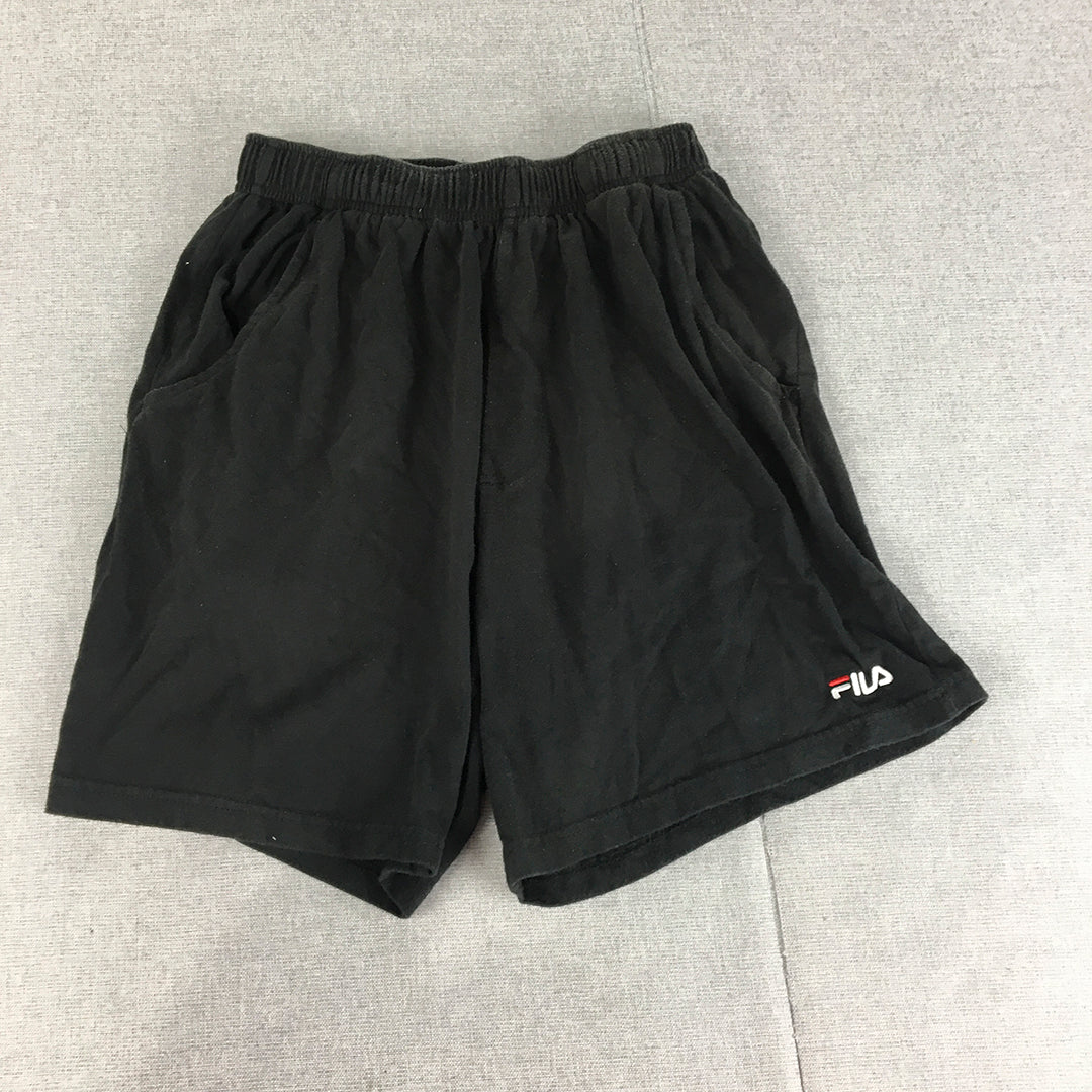 FILA Mens Shorts Size XS Black Logo Pockets Elastic Waist