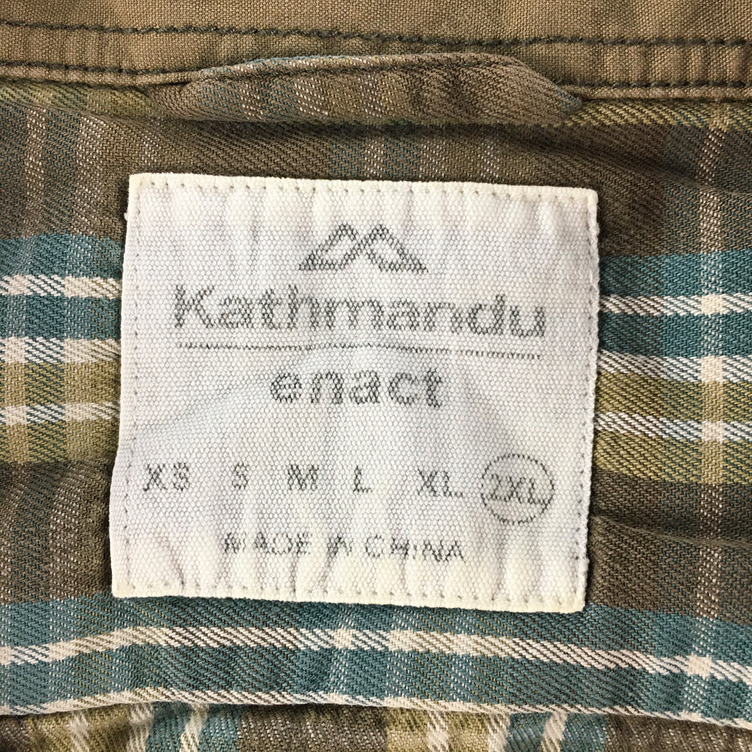 Kathmandu Enact Mens Shirt Size 2XL Brown Checkered Button-Up