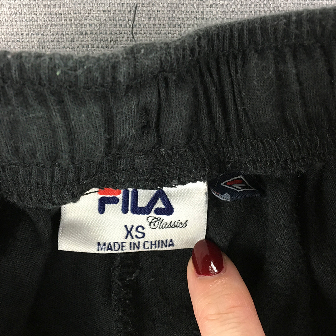 FILA Mens Shorts Size XS Black Logo Pockets Elastic Waist