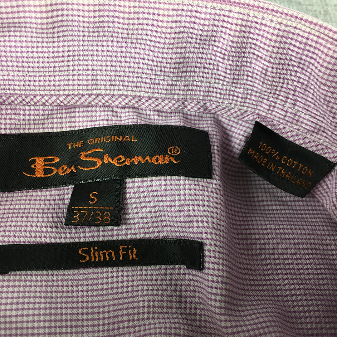 Ben Sherman Mens Shirt Size S Slim Fit Pink Long Sleeve Button-Up Collared