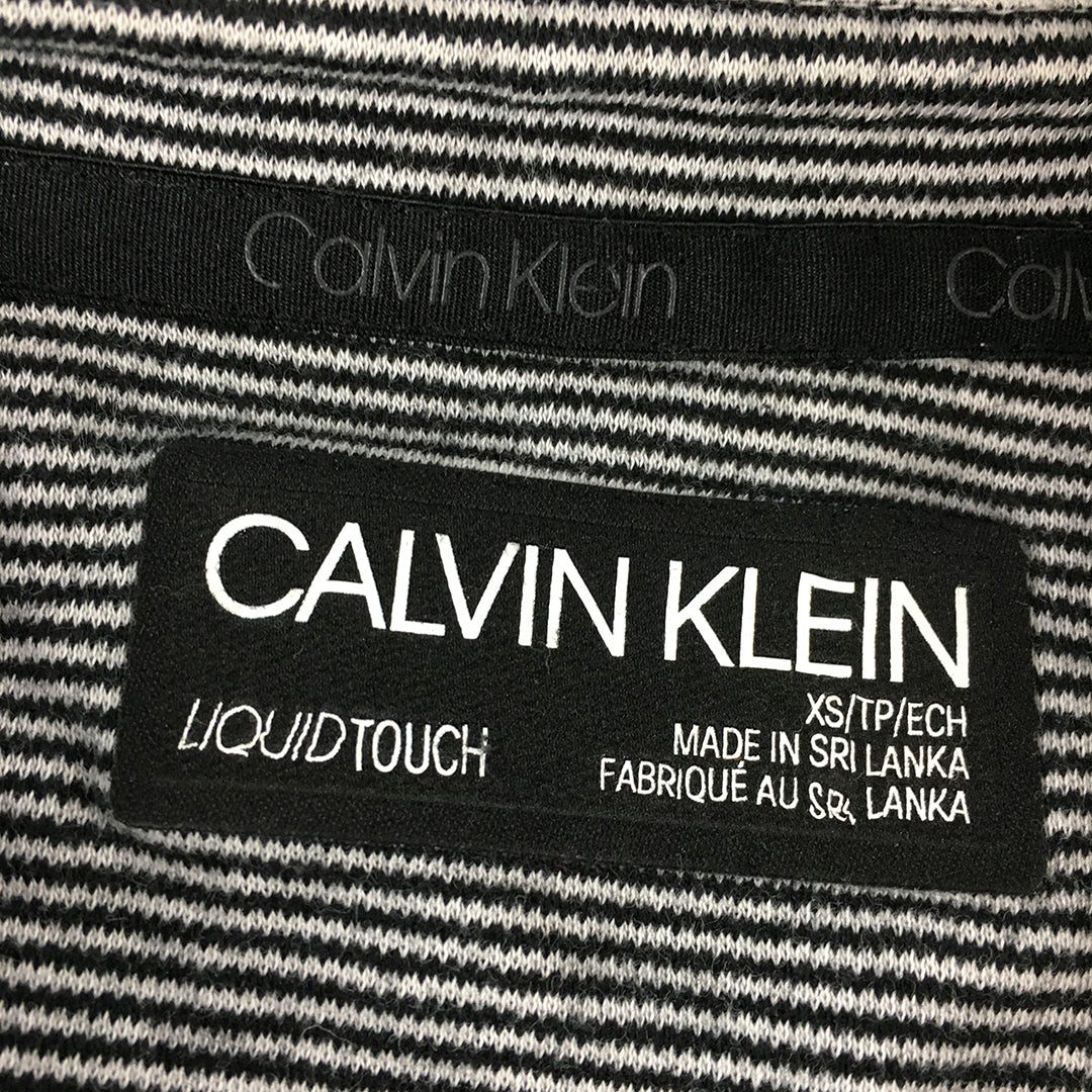 Calvin Klein Mens Polo Shirt Size XS Black White Striped Logo Collared Rugby