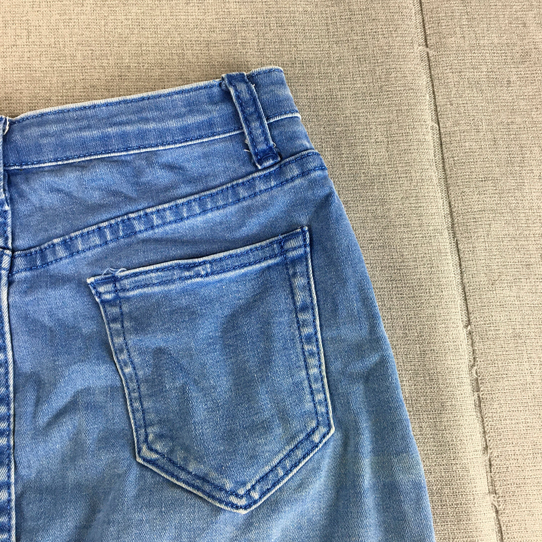 Wakee Denim Womens Mini Skirt Size 10 Blue Light Wash Stretch