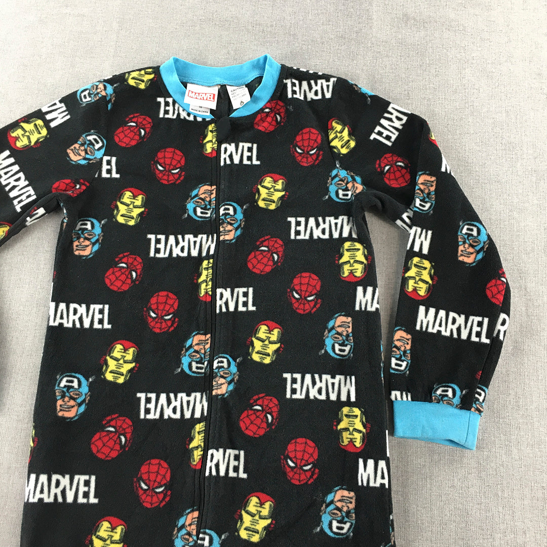 Marvel Avengers Kids Boys Jumpsuit Size 10 Black Iron Man Spider-Man Pajama