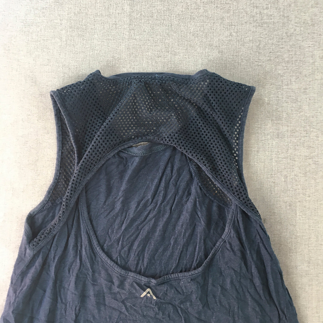 Rockwear Womens Tank Top Size 10 Navy Blue Logo Sleeveless Shirt Activewear