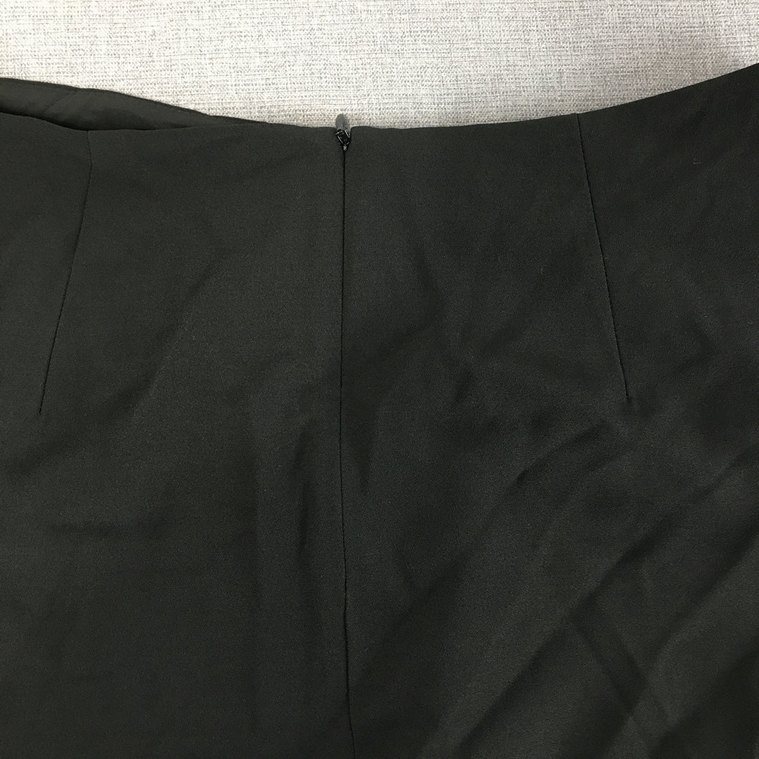 NEW Meshki Womens Leonie Mini Skirt Size L Black Ruched Back Zip