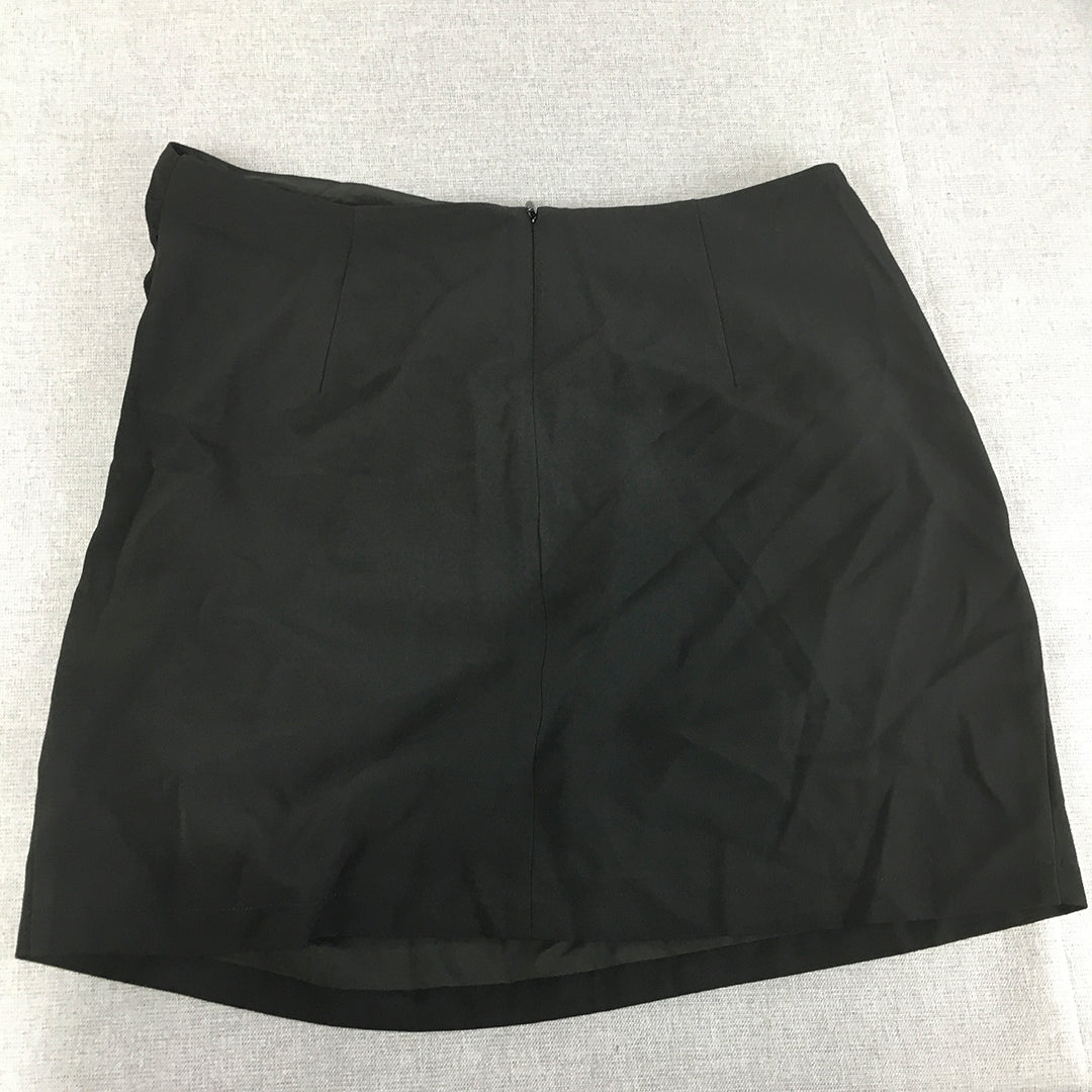 NEW Meshki Womens Leonie Mini Skirt Size L Black Ruched Back Zip