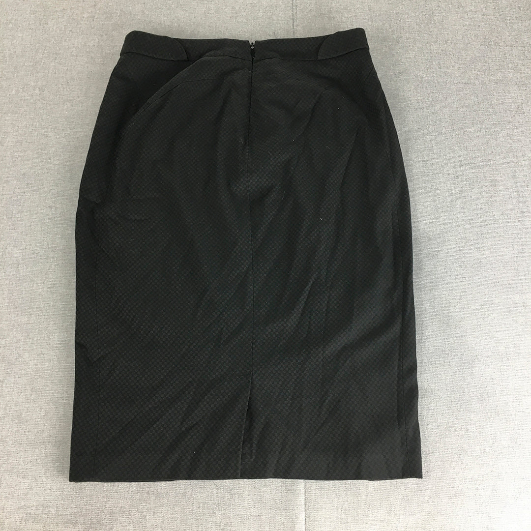 Portmans Status Womens Pencil Skirt Size 10 Midi Straight Black