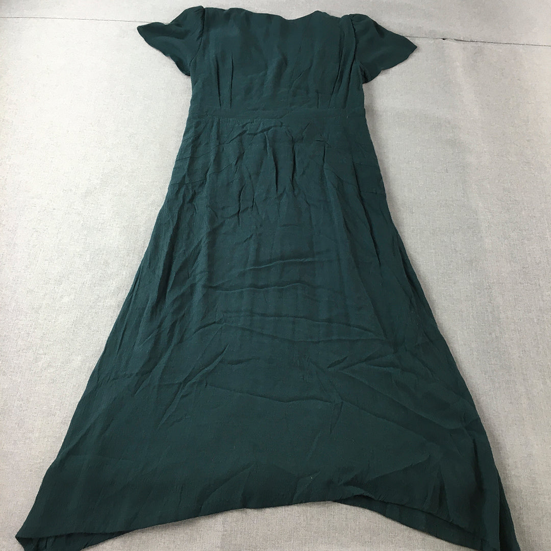 Free People Womens A-Line Dress Size 6 Forest Dark Green Knee Length Embellished