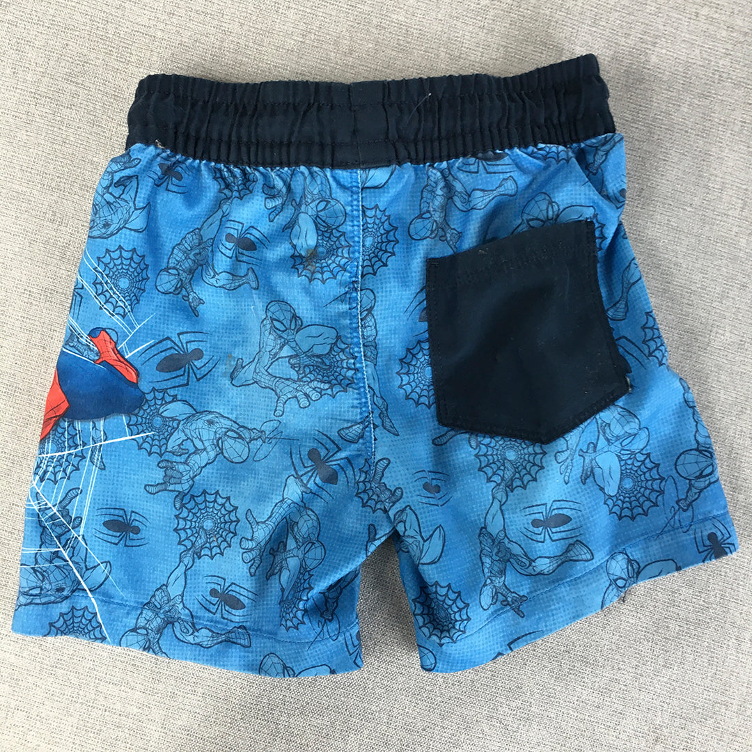 Marvel Spider-Man Kids Boys Board Shorts Size 3 Blue Drawstring