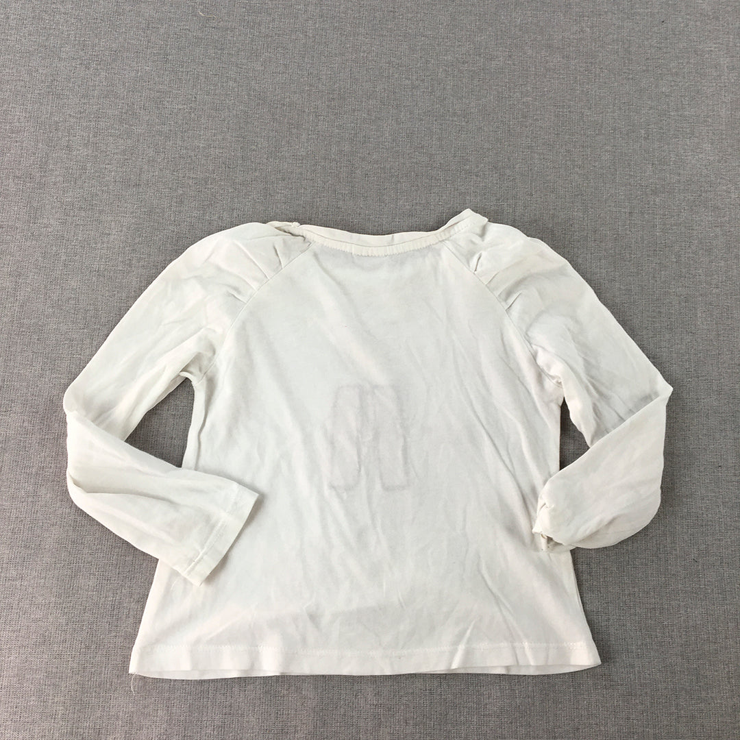 Zara Kids Girls Top Size 9 / 10 Years White Long Sleeve Pullover Shirt