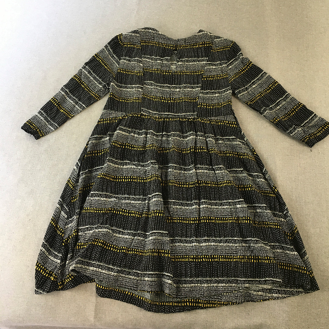 H&M Womens Mini Dress Size 6 Black Yellow Striped A-Line